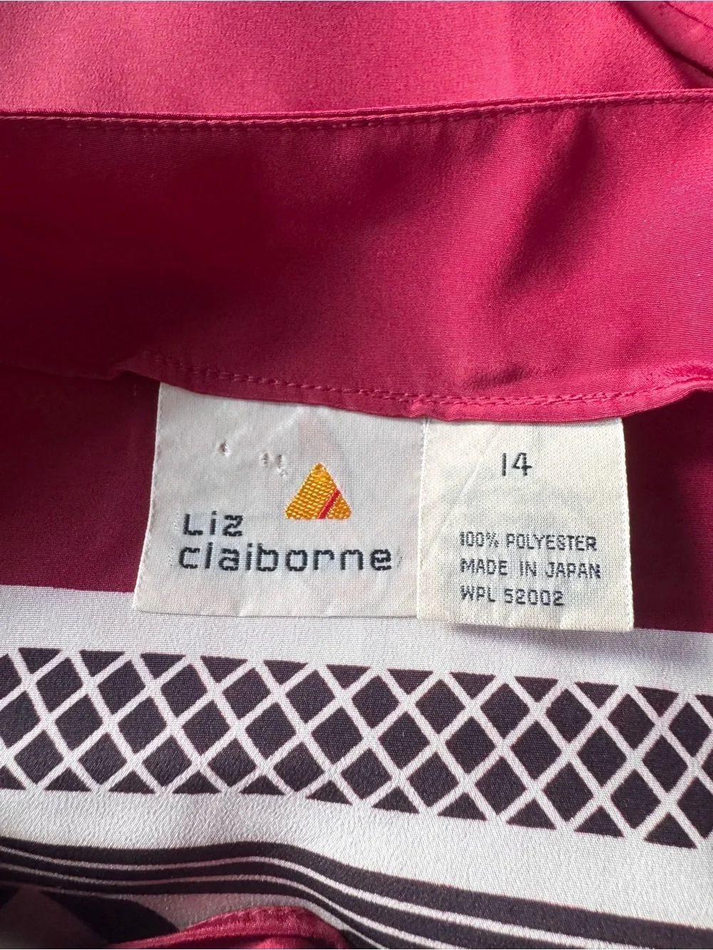 Vintage Liz Claiborne Blouse Women’s 14 Geometric Colorblock Long Sleeve